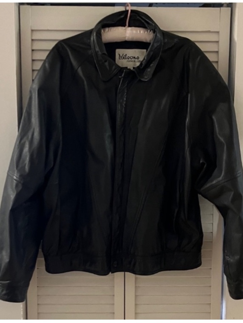 Wilson’s Black Leather Bomber Jacket Size 50 Grunge Motorcycle Edgy Cool